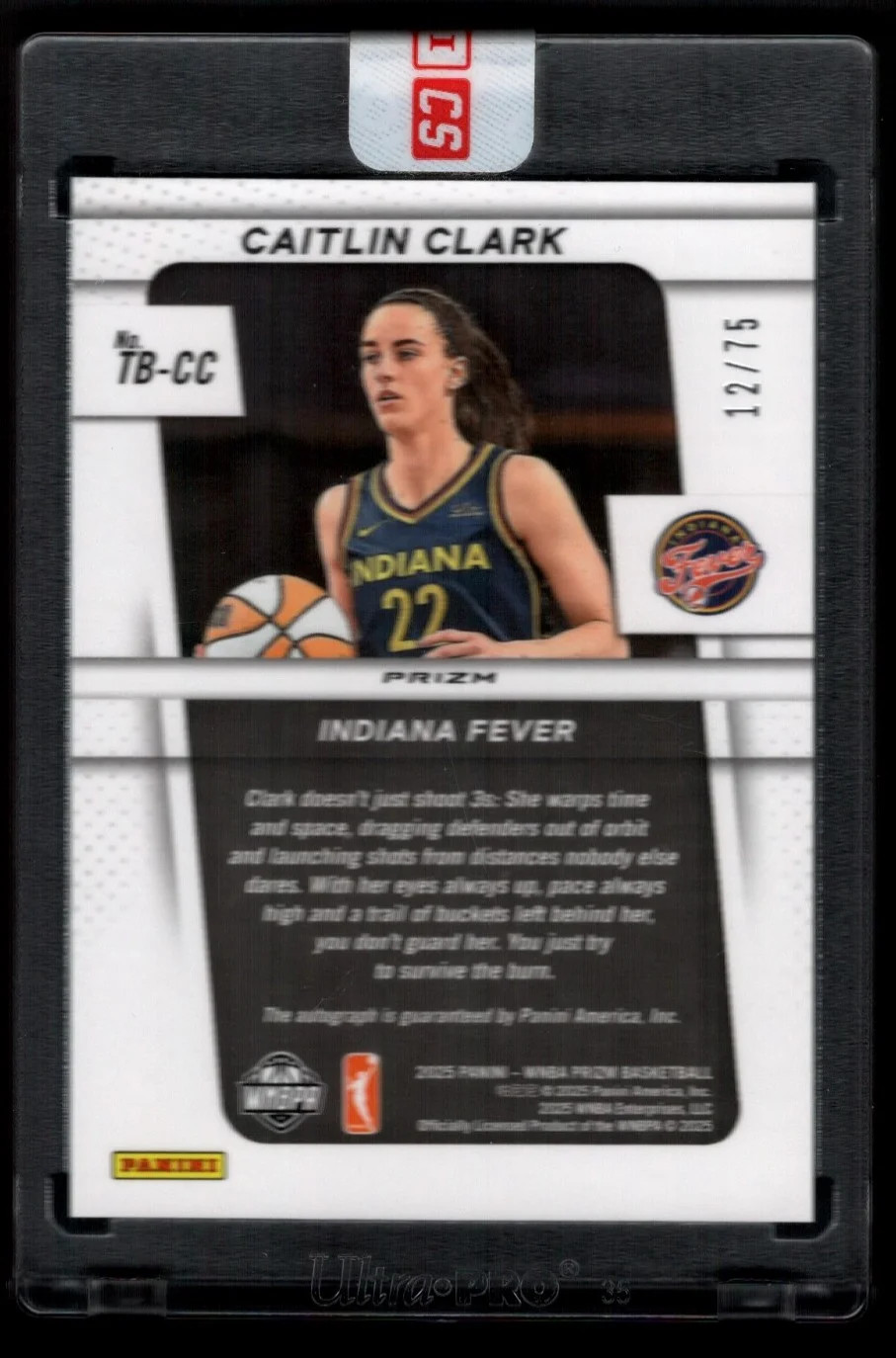Caitlin Clark 2025 Panini Prizm WNBA #TB-CC Blue Prizm /75 Auto Fever Sealed view 2