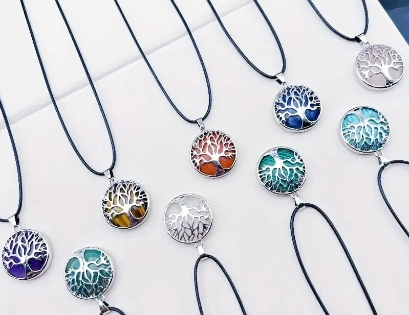 Juego de joyas pendientes de gancho de plata esterlina Unakita multicolor celta Tree of Life Foto 4 de 4