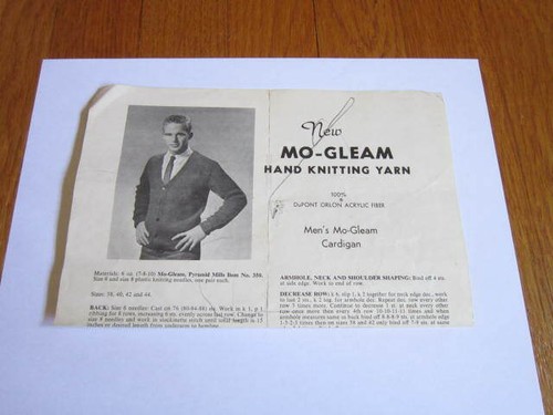 Vtg Mo-Gleam Yarn Knitting Patterns Ladies' Raglan Cardigan Men's Sweater 1960s - Picture 5 of 7