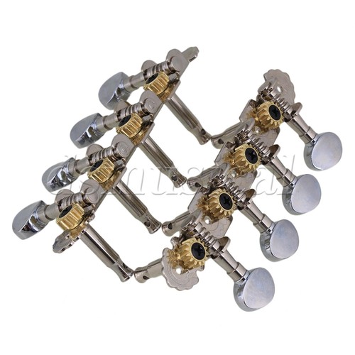 8 String Guitar Mandolin Tuning Keys Pegs Machine Head Tuner 4L+4R Oval Button - Picture 3 of 7