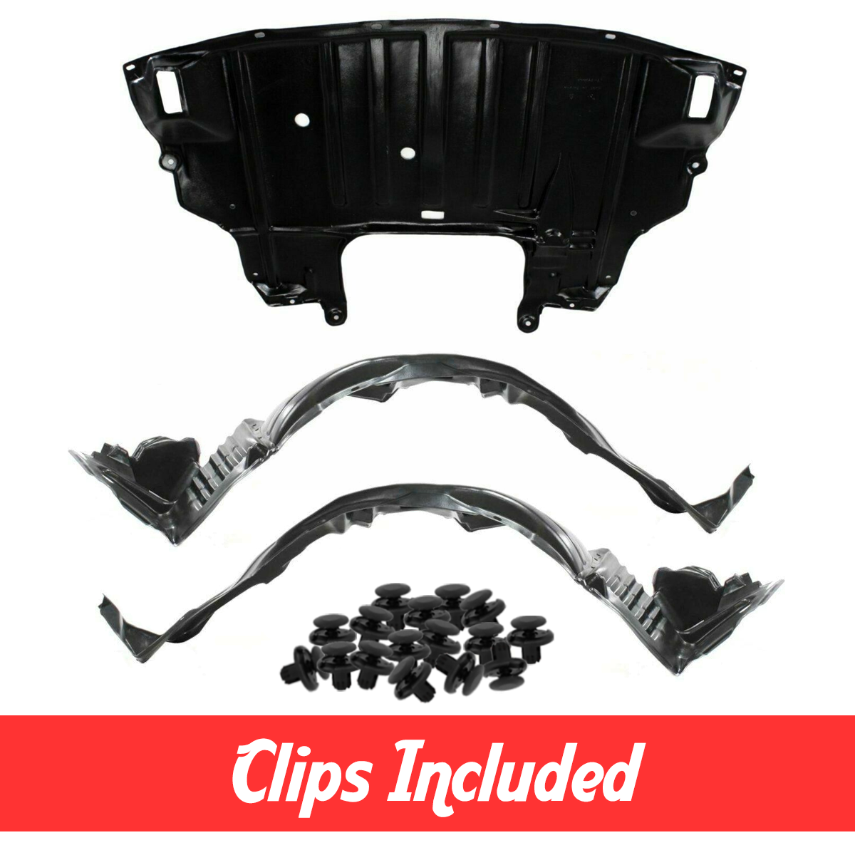 Fender Liner & Lower Engine Under Cover Set w/ Clips For 19982005