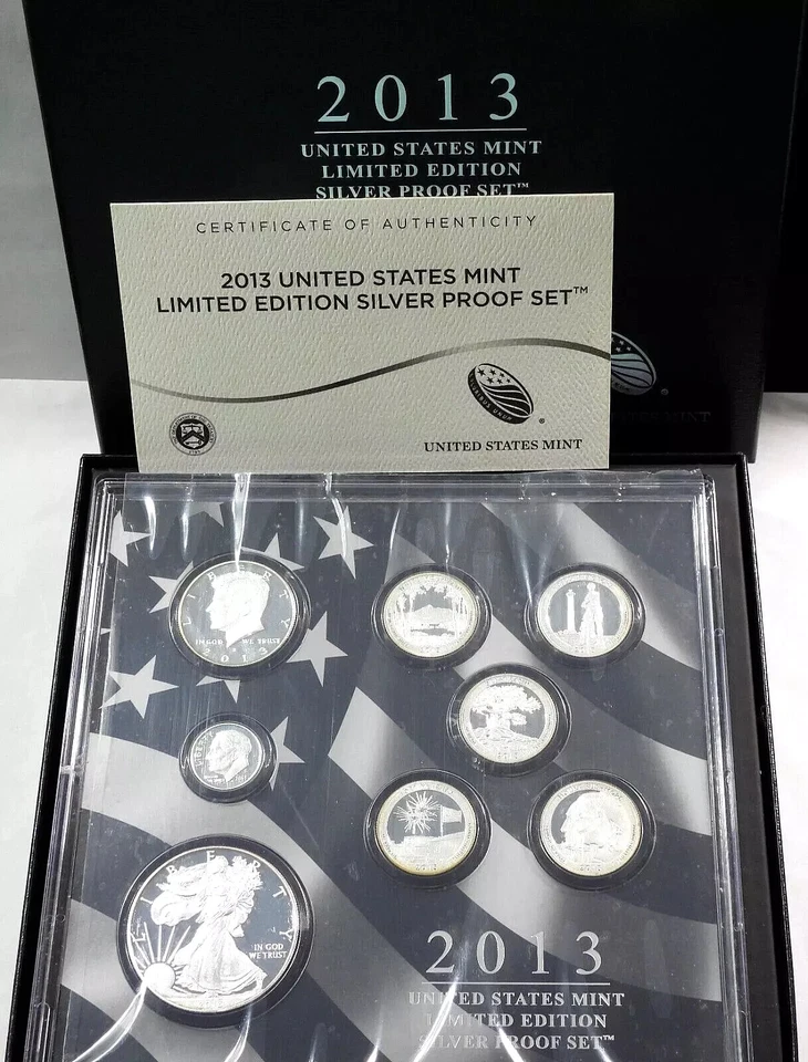 💥  2013 US Mint Limited Edition Silver Proof Set w/Box & COA OGP 8 Coins - Image 3 of 4