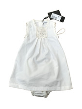 Dolce and Gabanna Girls White Dress Panties Set 18 24 Months Cotton Silk Crochet