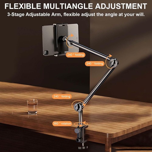 Tablet Ständerhalter iPad Tischhalterung Tablet Armhalterung 360° Handy Halter - Afbeelding 4 van 12