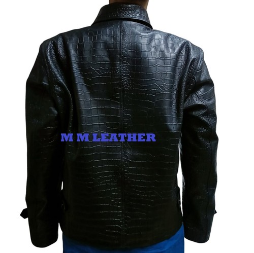 Designer Neu Herren Schwarz Krokodil Lederjacke Weiches Lammleder Slim Fit Jacke - 第 6/8 張圖片