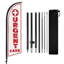 FSFLAG Urgent Care 8FT Advertising Feather Flag with Pole Kit and Ground Stake