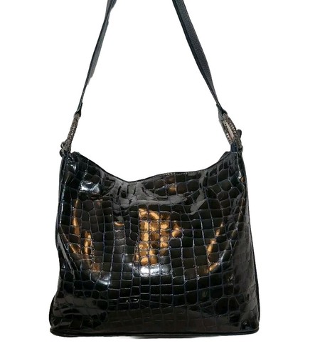 BOLSO DE HOMBRO BRIGHTON CHER PRIMERA EDICIÓN AZUL MARINO VERDE CHAROL $260 - Imagen 6 de 19