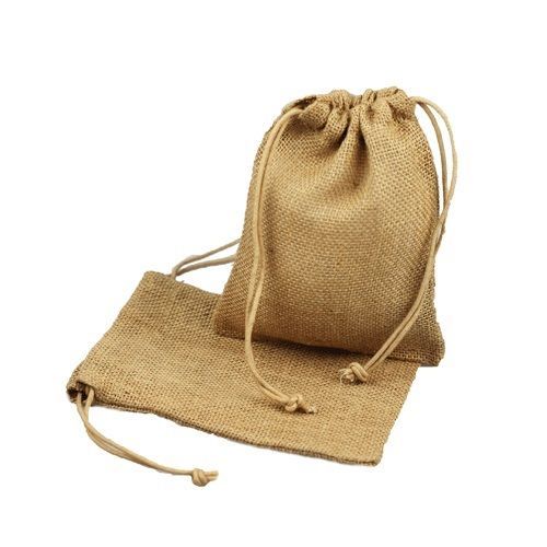 Natur Sackleinen Jute Geschenktüten mit Kordelzug, 12er Pack - Bild 3 von 3