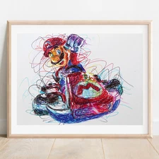 Mario Kart Ballpoint Pen Print, Super Mario Art Poster