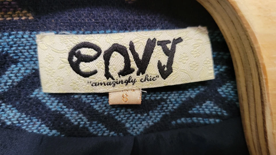 Abrigo Blazer Chaqueta Envy Amazingly Chic Azul Mezcla Lana Suroeste Azteca Talla 8 Foto 4 de 4