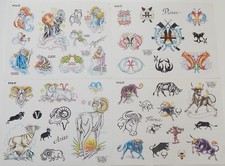Vintage Tattoo Flash Sheets - Official Tattoo Brand 1998 - Lot of 4 Sheets