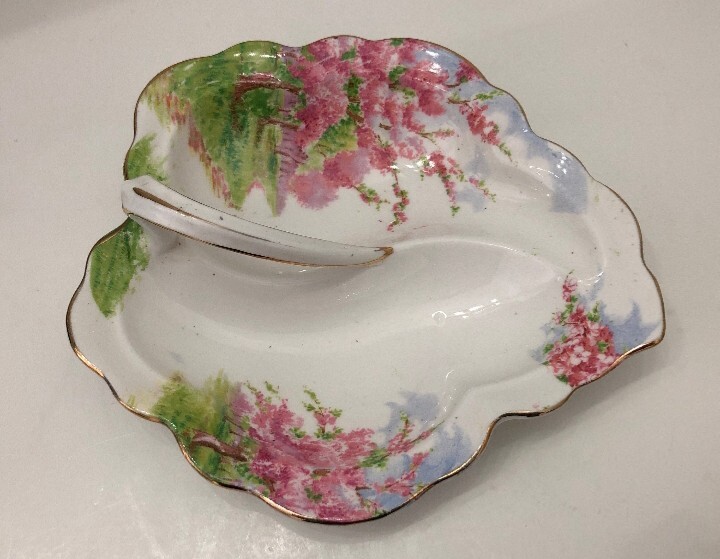 Royal Albert Blossom Time Relish Dish, Divided Serving Dish, Candy/Tidbit Dish