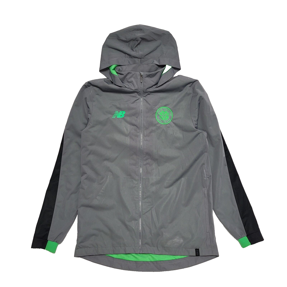 New Balance Grey Black Sports Lightweight Hooded Jacket Men's UK L