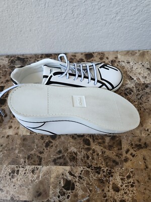 FENDI ROMA JOSHUA VIDES X Trompe L'Oeil White LEATHER SNEAKERS