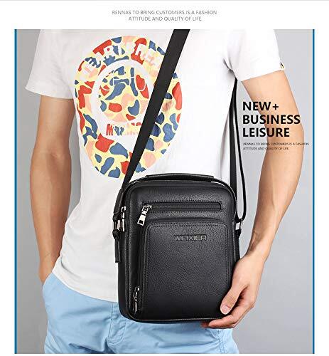 Zipper Buckle Leather Messenger Bag Vintage Handle Bags for Men Ajustable Sat... - Picture 7 of 7