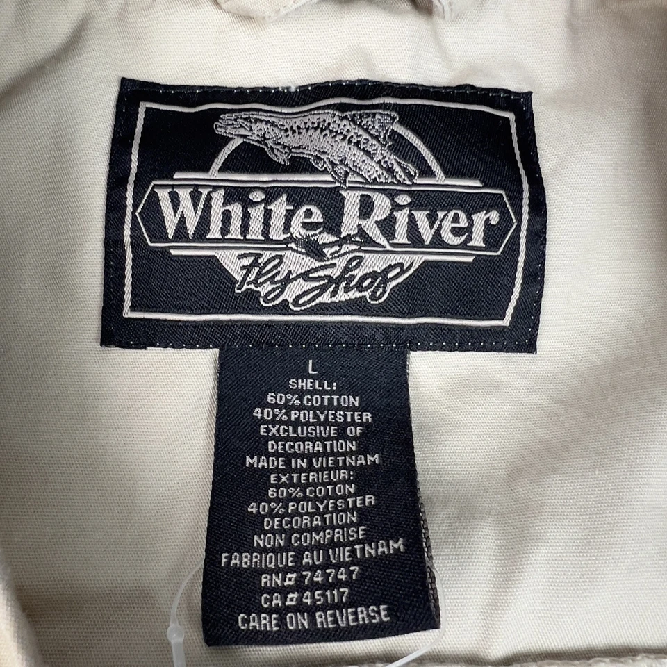 Chaleco de pesca White River Fly Shop para hombre grande beige adulto bolsillos con cremallera al aire libre Foto 3 de 4