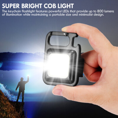 800Lumens Mini COB Flashlights Bright Rechargeable Keychain