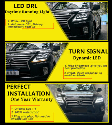 For Lexus LX570 2013-2015 LED Headlight LED DRL Sequential Signal