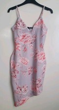 Missguided Floral Bodycon Summer Mini Dress UK8 EU36 Strappy Lilac Asymmetric