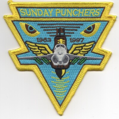 US NAVY VA-75 Sunday Puncher A-6E INTRUDER 'EYES' Blue/Yellow Triangle Patch