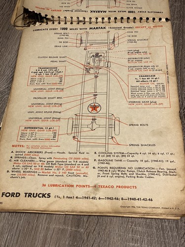 Rare 1946 Texaco Oil Lubricant Maintenance Instructions Binder Rare Vtg - Picture 9 of 9