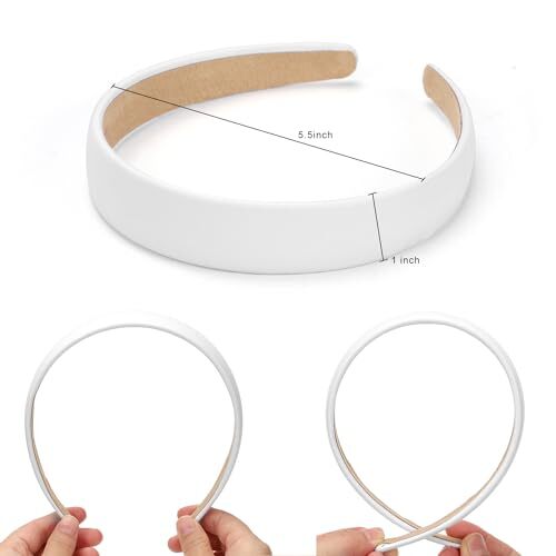 WantGor 1 Inch PU Leather Headband, Wide Padded Hairband Fashion Hair White - Bild 5 von 7