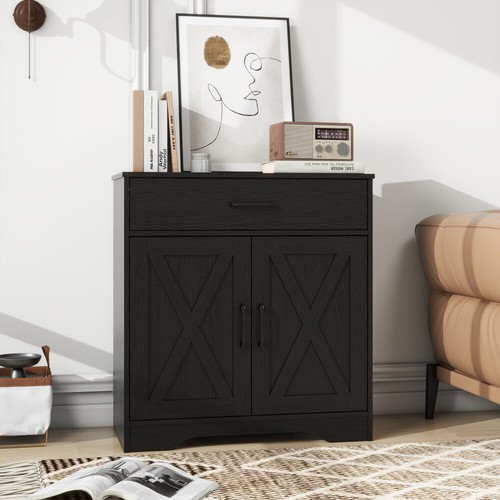 Wooden Cabinet Drawer and 2 Doors Storage Sideboard Farmhouse Entryway Cupboard - Picture 19 of 84