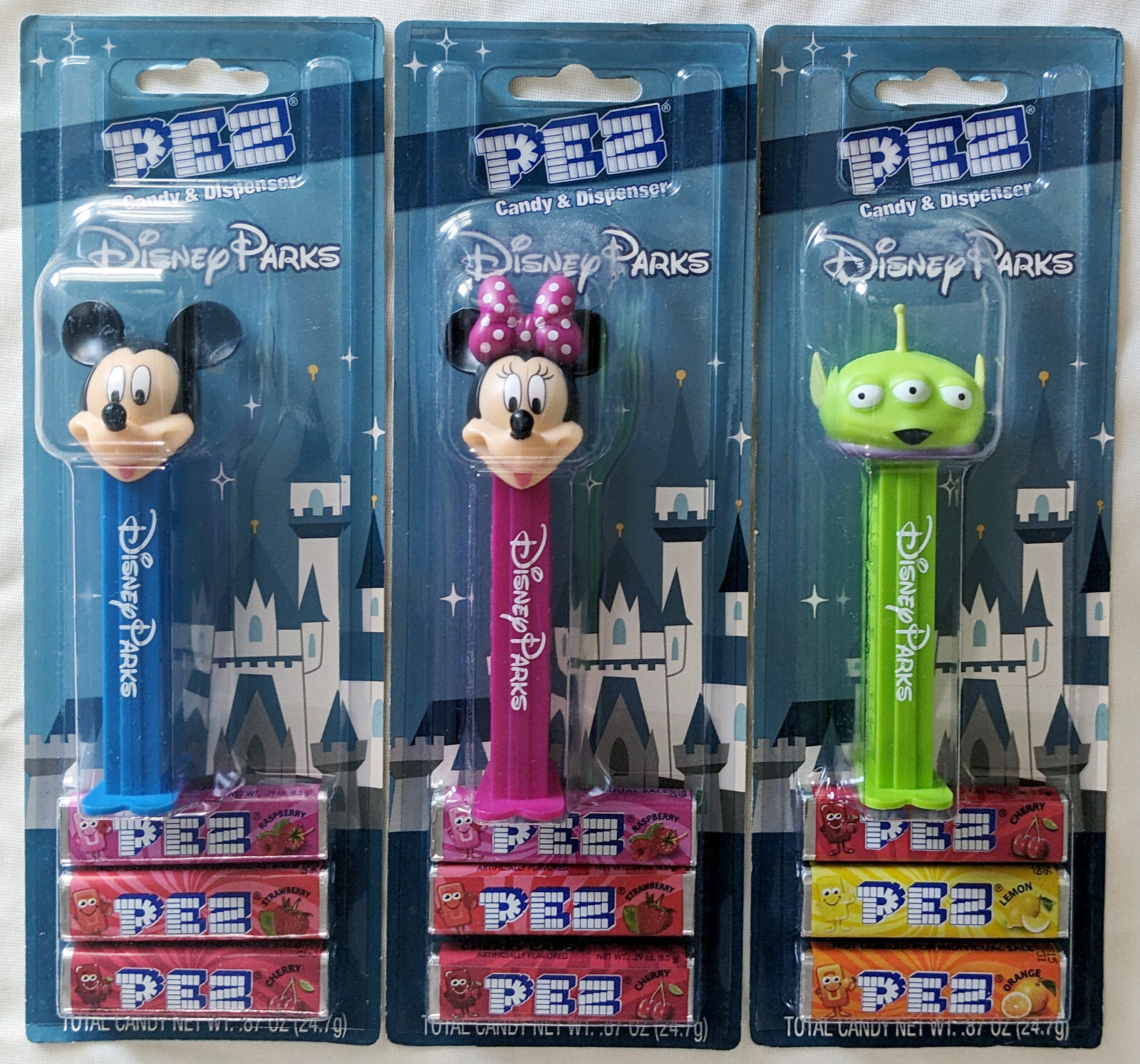 3 Mint Disney Parks Exclusive Pez 2019 : Mickey, Minnie, and Alien Mint on Cards