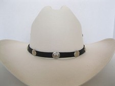 Leather Hat Band HB04 - Oval Conchos  Ties - Black