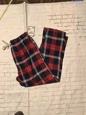 Mens L Lounge Pants Pajama Pants Red Blue Plaid Soft Flannel Bottoms Out
