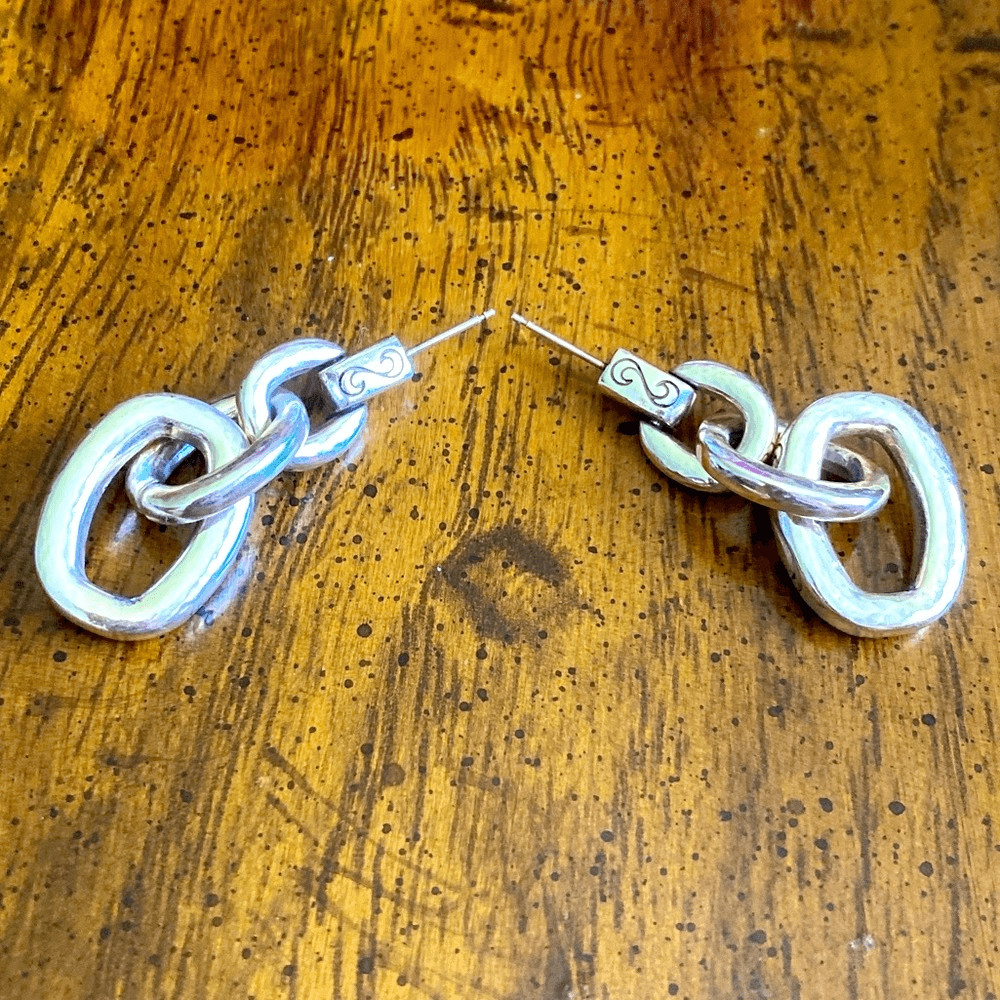 Authentic Brighton Oval Link Silver Dangle Earrin… - image 4