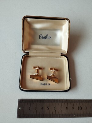 Boutons De Manchette Vintage Plaqué Or Et Nacre - Occasion Très Bon état