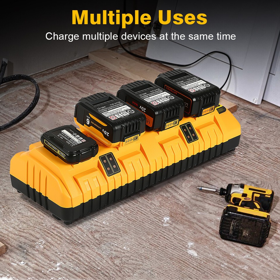 ASUNCELL 4 poorten acculader compatibel met Dewalt 18V XR DCB104, 3.0A