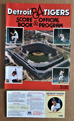 Detroit Tigers' 1984 Scorebook  World Champs unscored vs Oakland + 1985 Schedule
