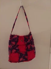 Red Hat Society Purple Purse Handbag Shoulder Bag Patchwork  - Unique Item