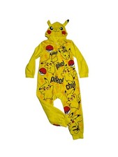 Pok mon Pikachu 2020 Kids Yellow Gamefreak Flame Resistant Bodysuit Pajamas 4/5