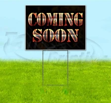 COMING SOON 18x24 Yard Sign WITH STAKE Corrugated Bandit USA BUSINESS GRILL