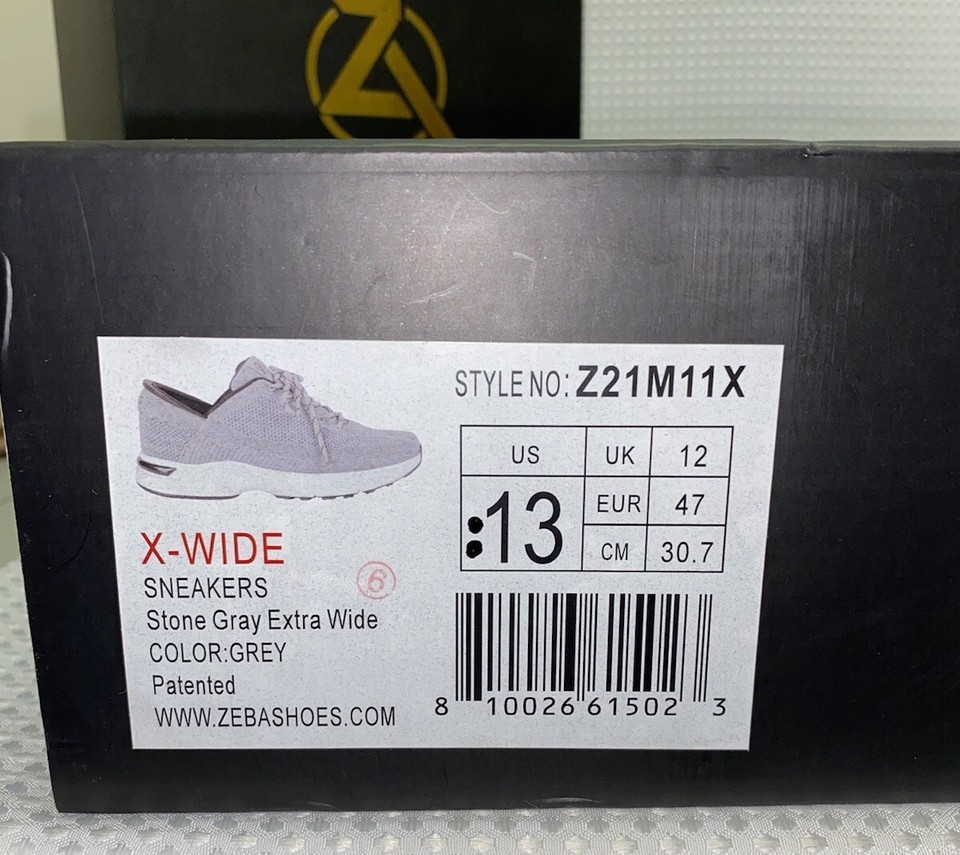 Zeba Wide Men’s Gray Sneakers eBay