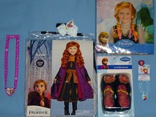 DISNEY FROZEN II ANNA COSTUME DRESS CAPE-GIRLS 4-6-NW WIG-SHOES-ACCESSORIES-LOT