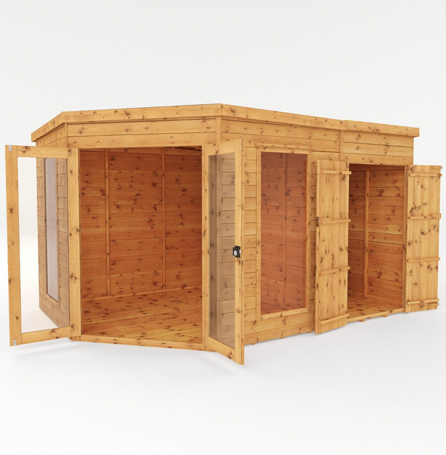 CORNER SUMMERHOUSE SIDE SHED SHIPLAP GARDEN OUTSIDE ROOM OFFICE 12 x 8 12ft 8ft