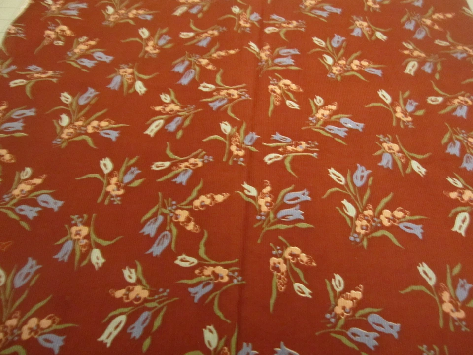 Tela de pana de algodón Pinwale floral rosa óxido floral estampado floral 1 yarda x 44 Foto 4 de 4