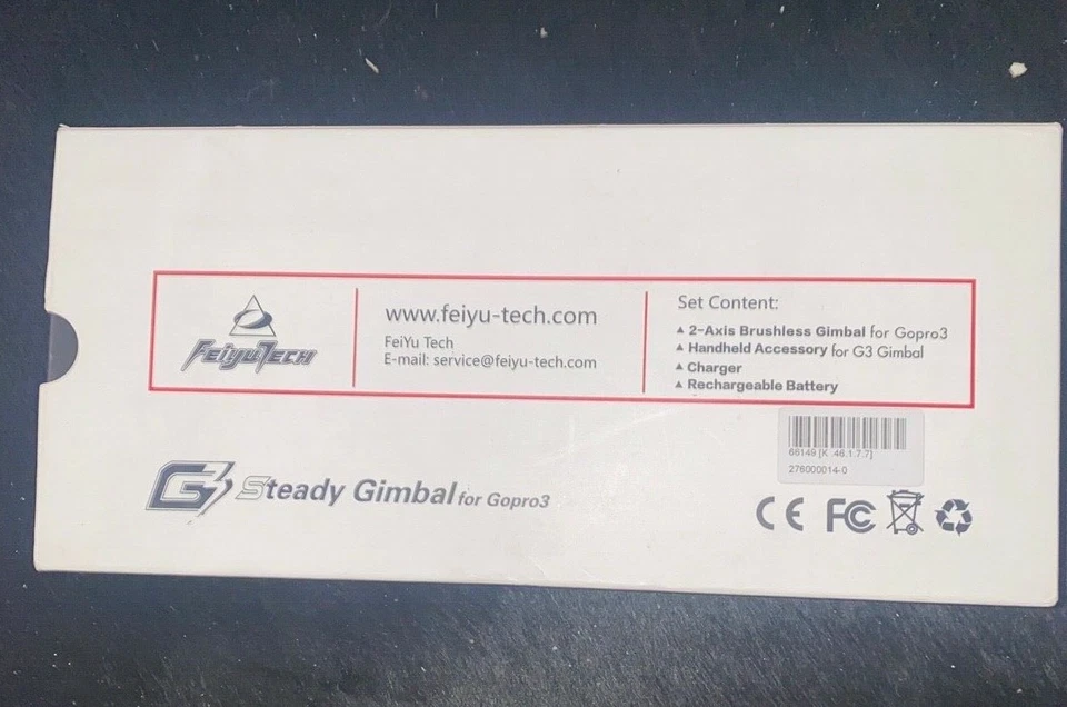 NEW Feiyu Tech G3 Ultra Handheld Steady Gimbal 3 Axis for gopro3 & gopro3+ Black - Image 2 of 2