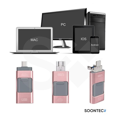 128 GB Rosé 3.0 USB-Stick Memory Stick 3 in1 USB-C/PC/iPhone - Picture 3 of 6