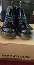 Dr. Martens Kids 1460J Black Patent Leather Side Zip Combat Boots Size US 1