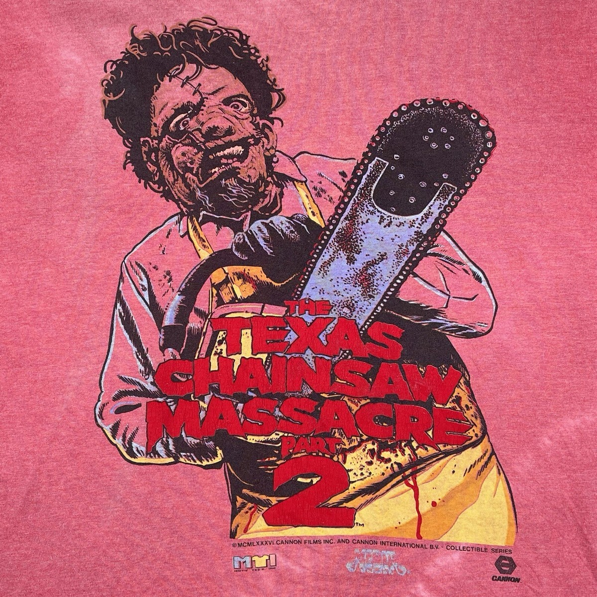 ☆Sundayoffclub☆ Texas Chainsaw Massacre Vintage Thrashed Vintage 1986 The Texas Chainsaw Massacre Part 2 