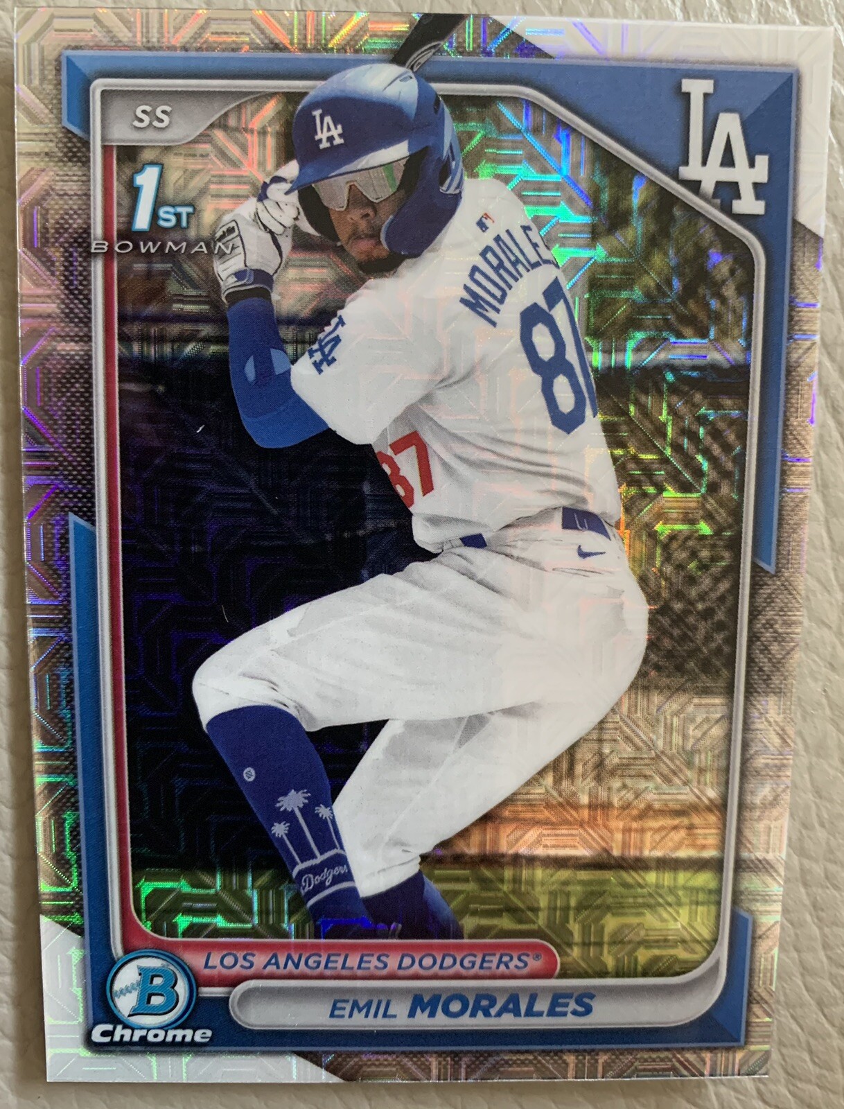 2024 Bowman Chrome Emil Morales 1st Mojo Refractor Los Angeles Dodgers BCP-221