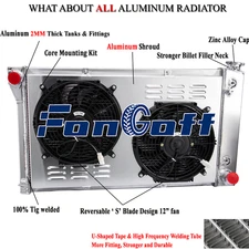 3-ROW ALUMINUM RADIATOR SHROUD FANS FOR 1967-1972 CHEVY C10 TRUCKS C K 10 20 30
