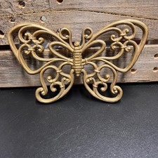 Vintage Homco Gold Butterfly Wall Plaque Dart Ind 7557 MCM Decor Made in USA 9x6