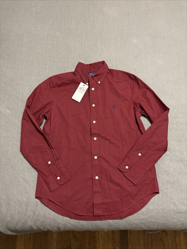 Polo Ralph Lauren Hemd Jugend Large 14-16 weinrot Knopfleiste adrett brandneu - Bild 1 von 2