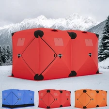 6-8 Person Insulated Ice Fishing Shelter Large Pop-Up Portable Ice Fishing Tent